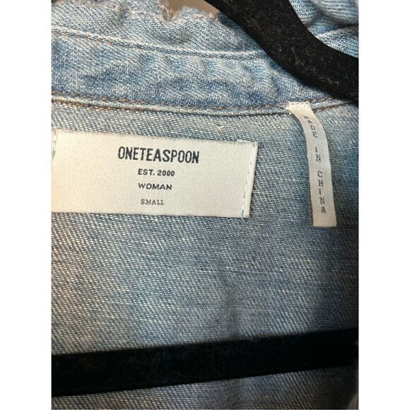 One teaspoon distressed denim chambray blue oversized button up shirt tunic s - Picture 2 of 12